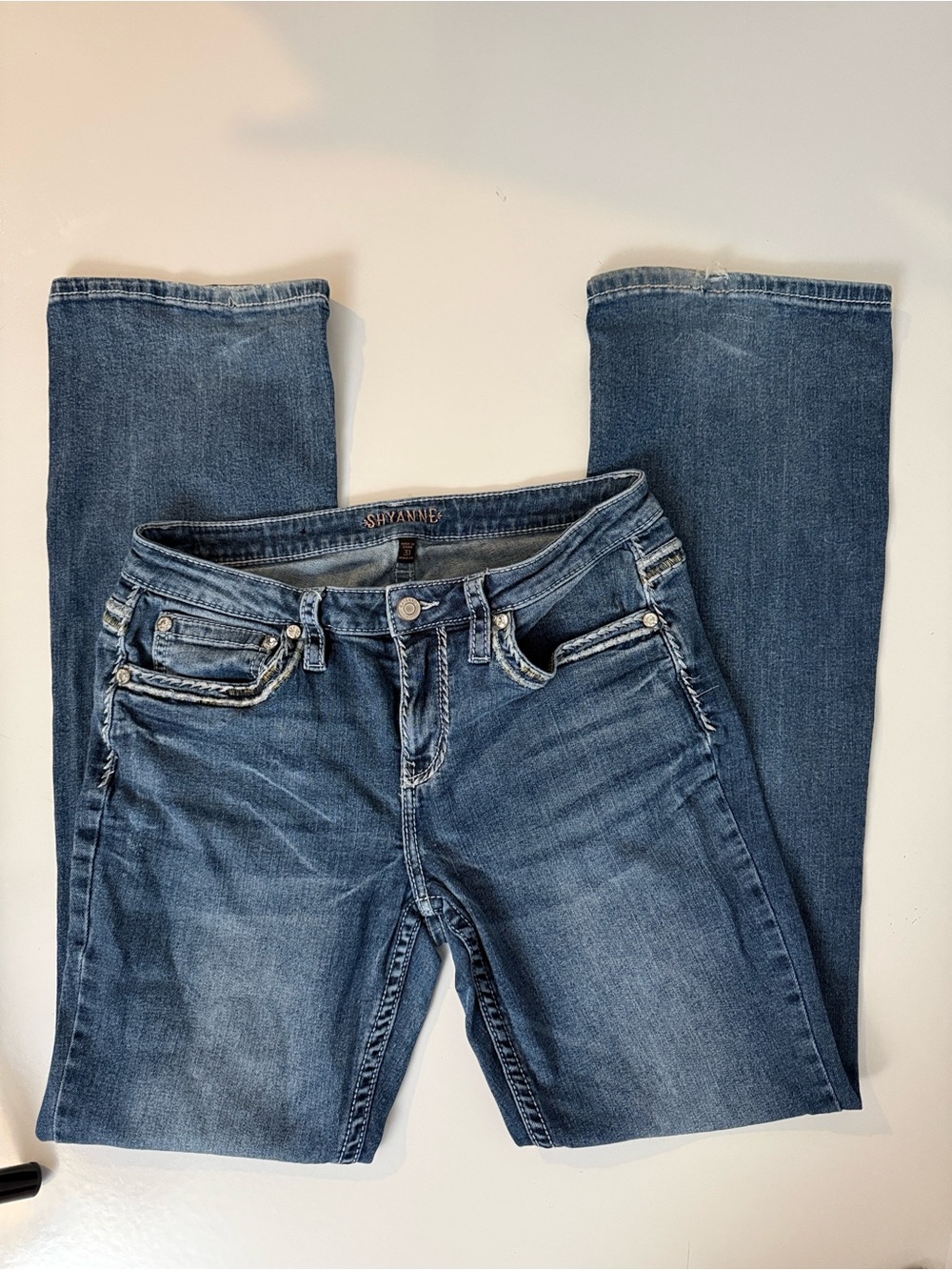 Shyanne Women's Blue Bootcut Jeans with Subtle Whiskering